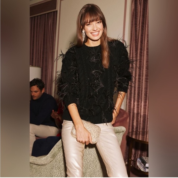 Tuckernuck hyacinth house black talulah feather sweater womens XXL